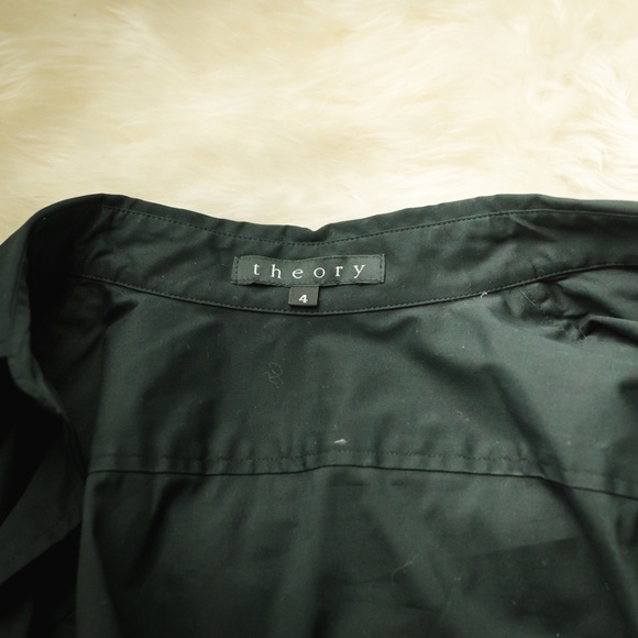Theory Size 4 Black Long Sleeve Button Down Top - Picture 5 of 5